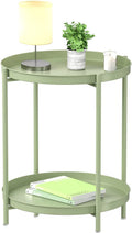 EKNITEY 2 Tier End Table - Small Metal Side Table with Removable Tray