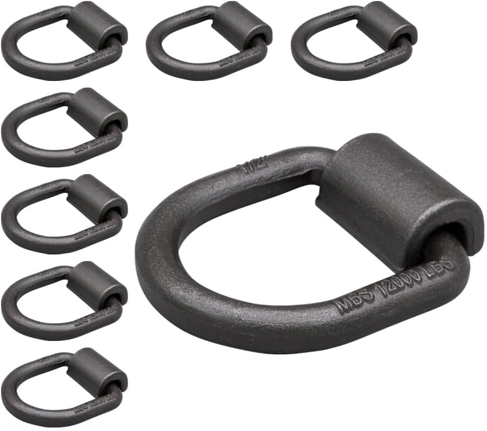 1/2 Heavy Duty Weld-On Forged D Ring 12,000 Lbs - 8 Pack