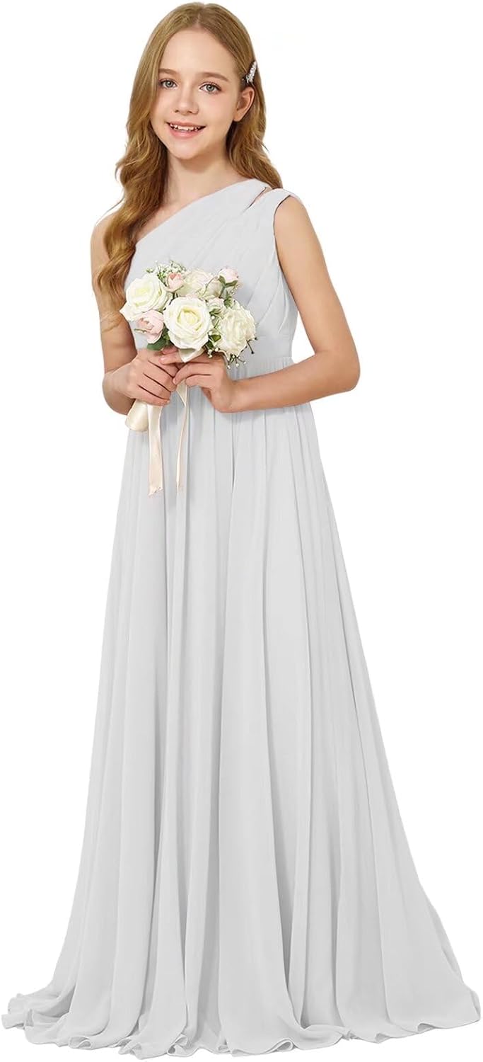 One Shoulder Flower Girl Dress for Junior Bridesmaids - Elegant
