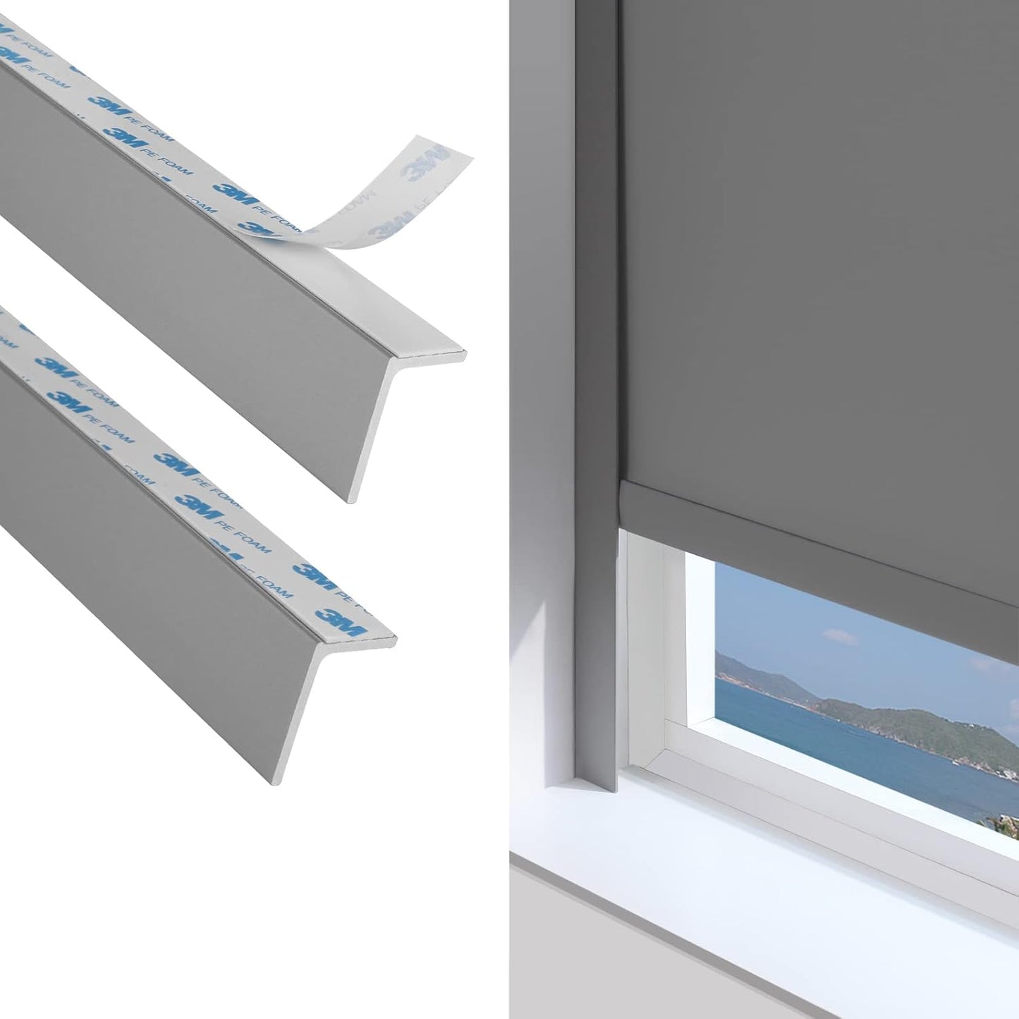 ZSTARR PVC Light Blockers for Shades and Blinds - 58 in, 2 Pcs