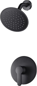 Black Shower Faucet Set with 6 in High-Pressure Rain Head - Matte