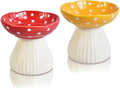 Elevated Mushroom Cat Bowls Ceramic 2 Pack - Raised Whisker Friendly