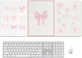 Cute Pink Mouse Pad for Girls Pink Bows Large Desk Mat - Smooth