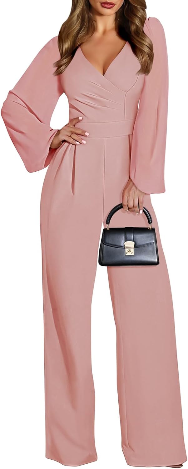 Pink Queen Jumpsuits for Women with Chiffon Sleeves and Pockets