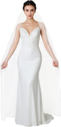 Wedding Veil Fingertip 79in Chapel Length Pearls & Crystals - Beaded