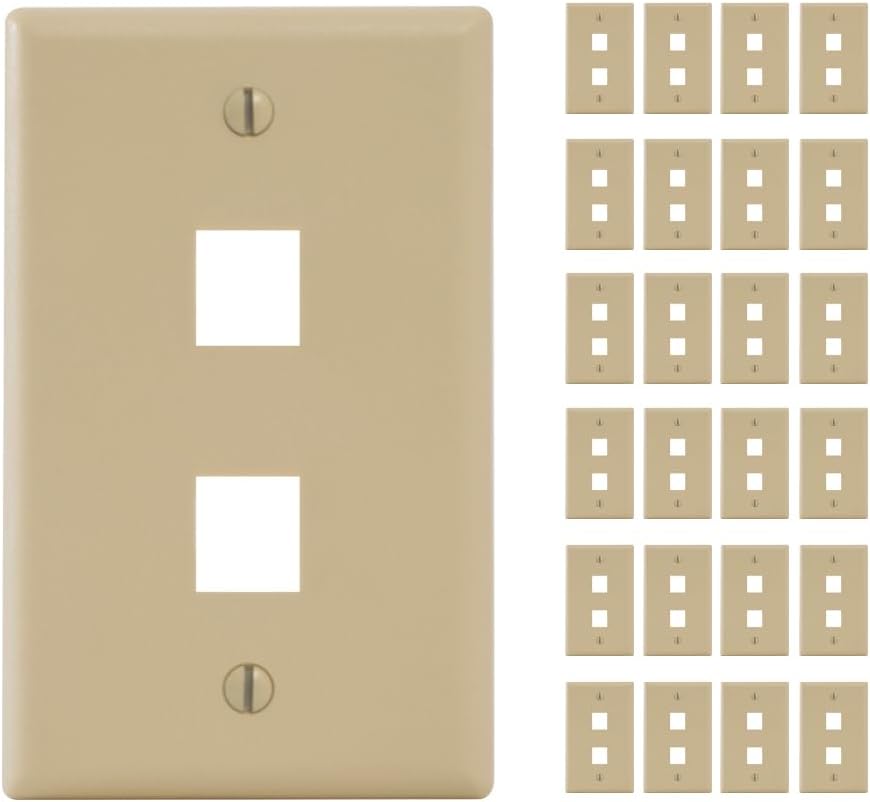 ICC 2-Port Keystone Wall Plate for Ethernet and Video Connections
