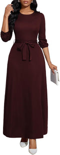 Comfortable Long Sleeve Maxi Dress for Women with Trendy Belt