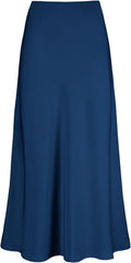 Women's Satin High Waisted Maxi Skirt - Flattering A-Line (Style 2Z8S)