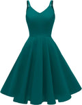 GOOBGS Women's 1950s Retro Spaghetti Strap Cocktail Swing Dress Shoes
