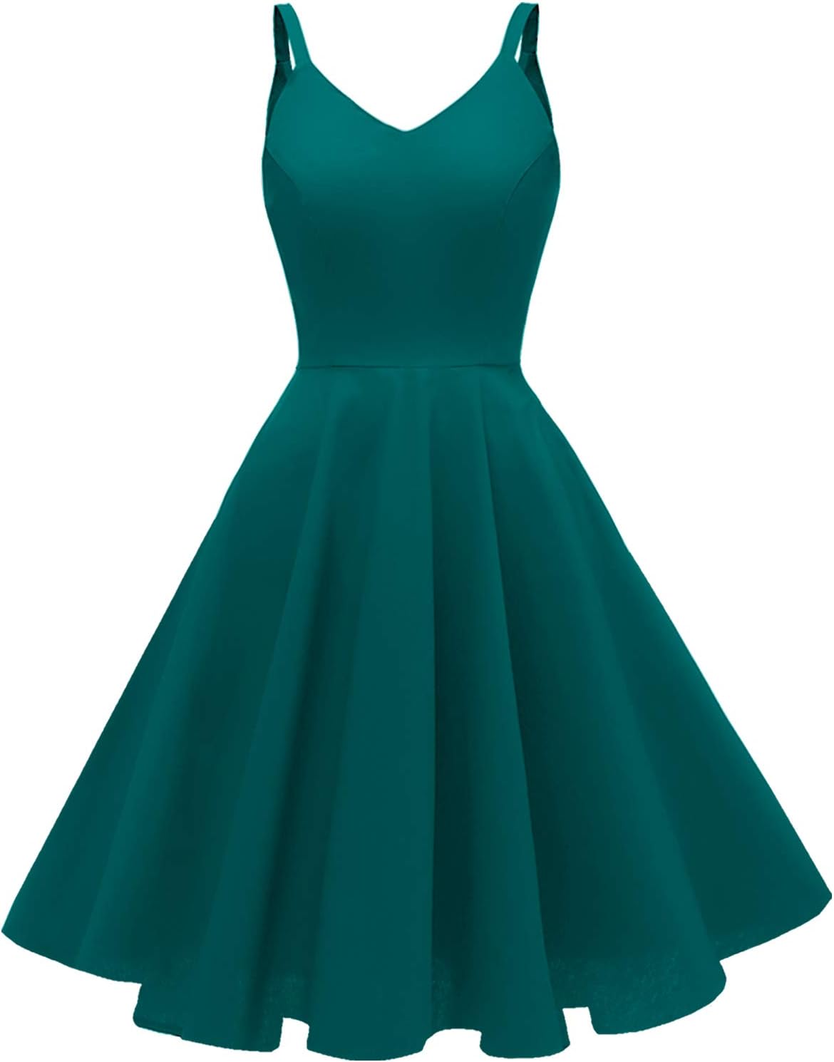 GOOBGS Women's 1950s Retro Vintage Spaghetti Strap Dress
