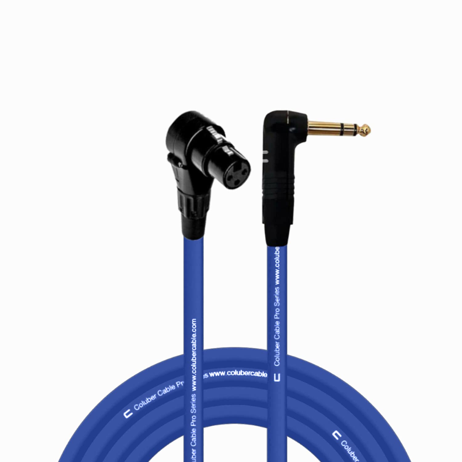 Right Angle XLR Female to 1/4 TRS Cable - 20 Feet - Blue