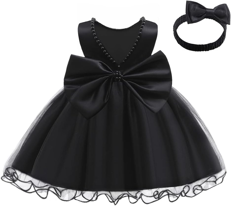 LZH Baby Girls Dress Ruffle Lace Backless Bowknot with Headwear
