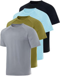 Mens Short Sleeve Rash Guard Shirt 4 Pack - UPF 50+ Sun (Style ZTVR)