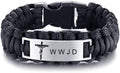 W.W.J.D Bracelet for Men Stainless Steel Paracord - Outdoor WWJD Cuff