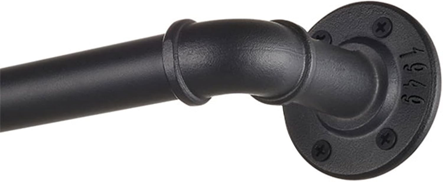 Blackout Curtain Rods, 1 Inch Industrial Wrap, 72-144 Inch, Black