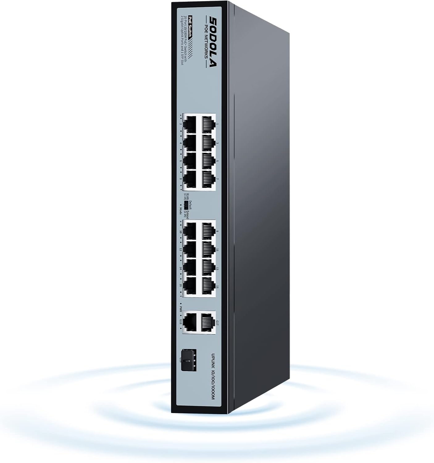 SODOLA 16 Port PoE Switch for Surveillance with 200W Power Supply
