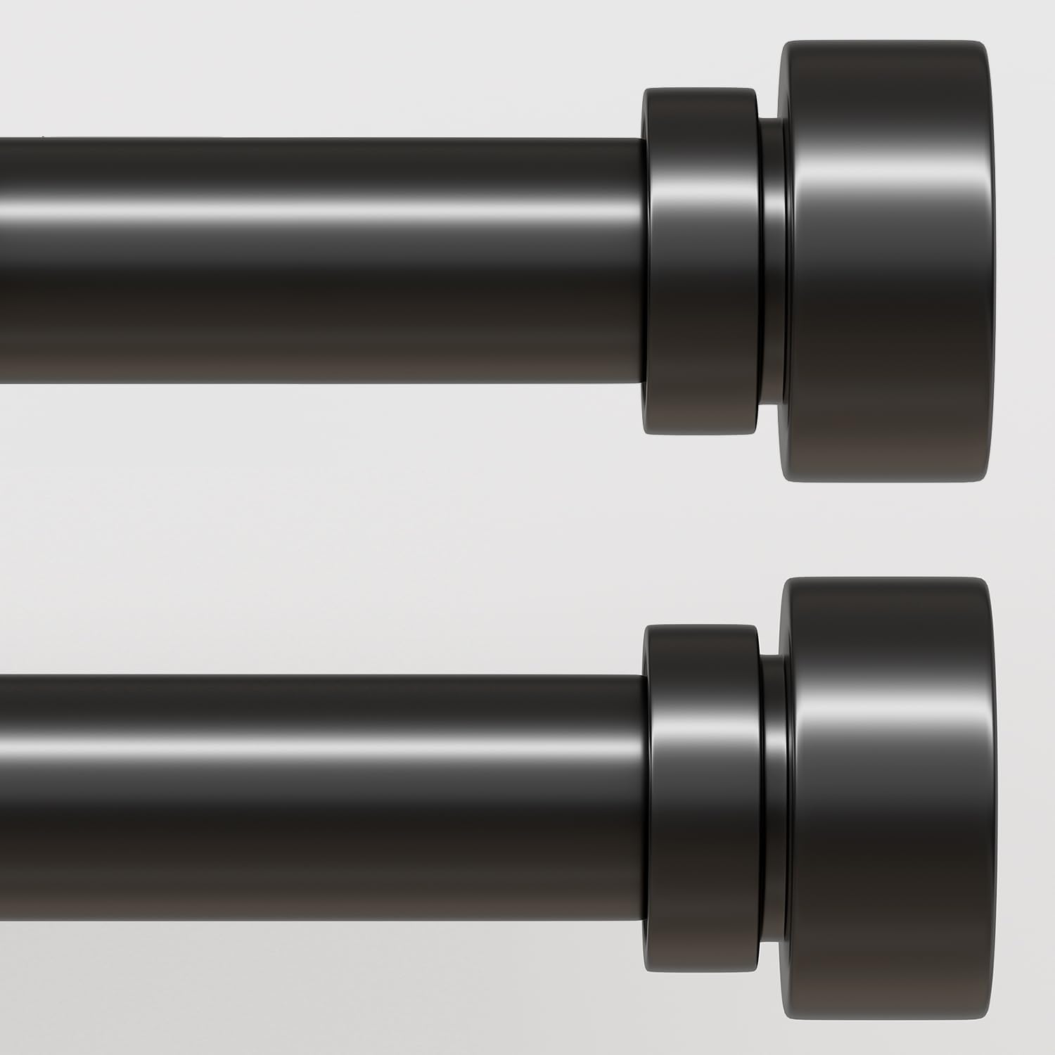 Adjustable Heavy Duty Black Curtain Rods Set for Windows 72 to 144 in