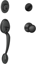 SCHLAGE Plymouth Single Cylinder Handleset and Knob Matte Black