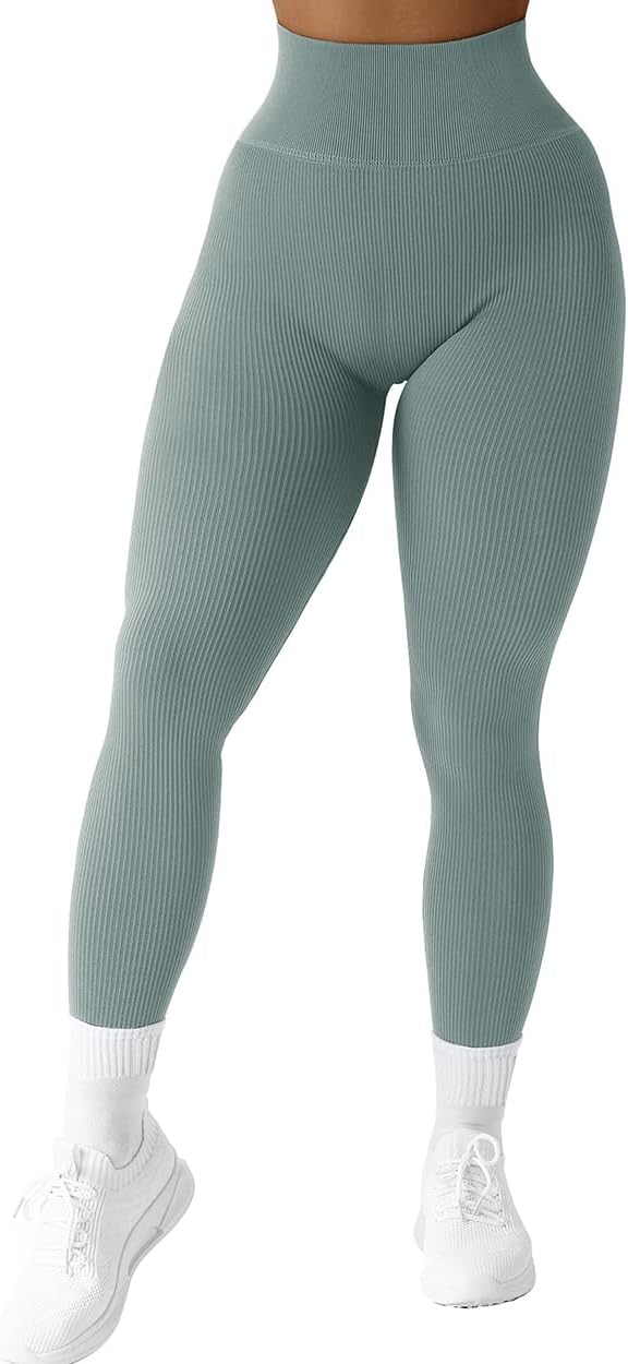 SUUKSESS Women Ribbed Seamless Leggings for Yoga and Gym
