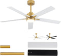 52in Ceiling Fan with Lights and Remote - Low Profile Modern Gold