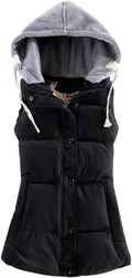 Yeokou Women's Slim Sleeveless Quilted Removable Hooded Puffer Vest do