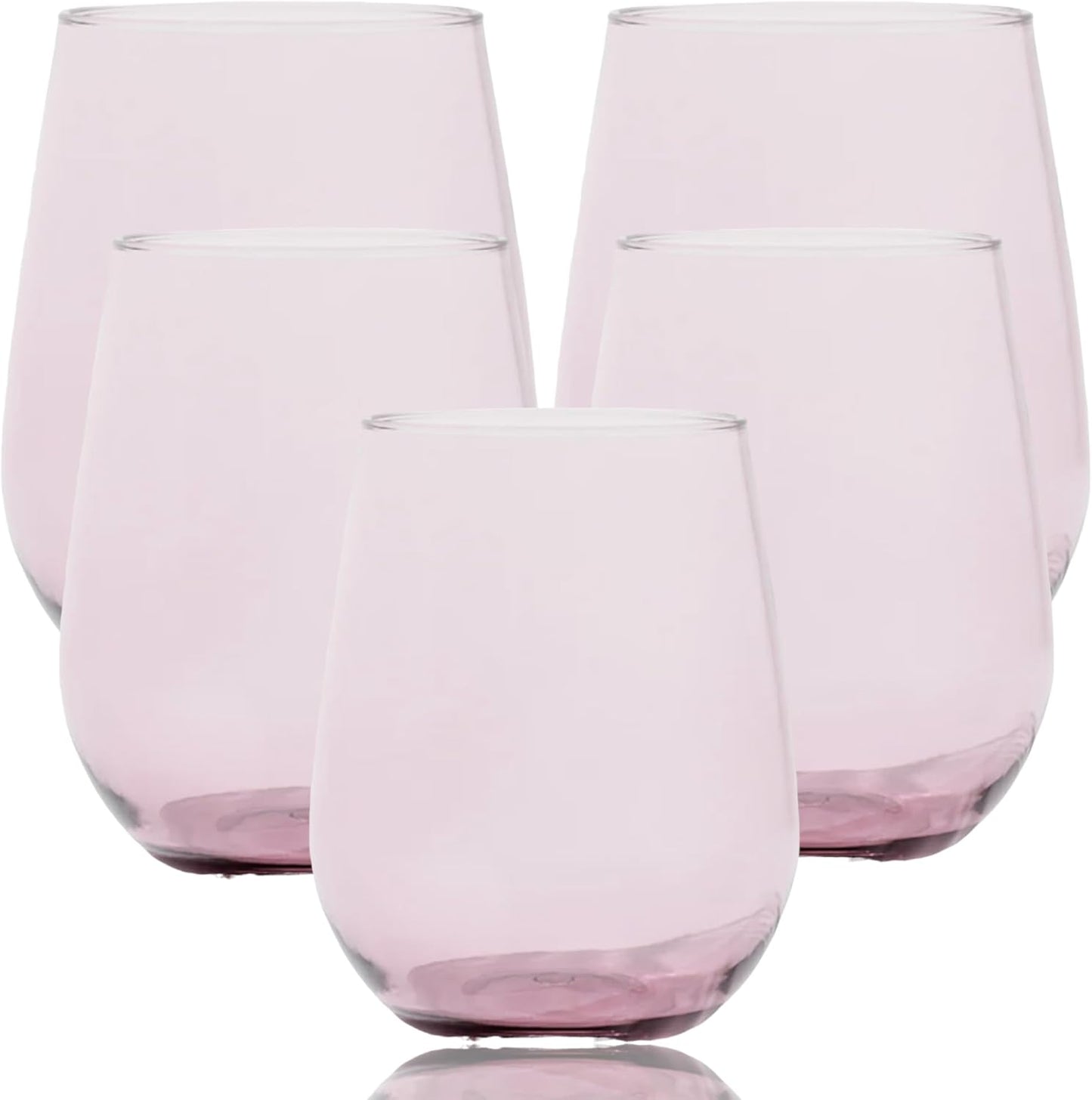 36 Piece Stemless Unbreakable Plastic Wine Glasses Set - Pink