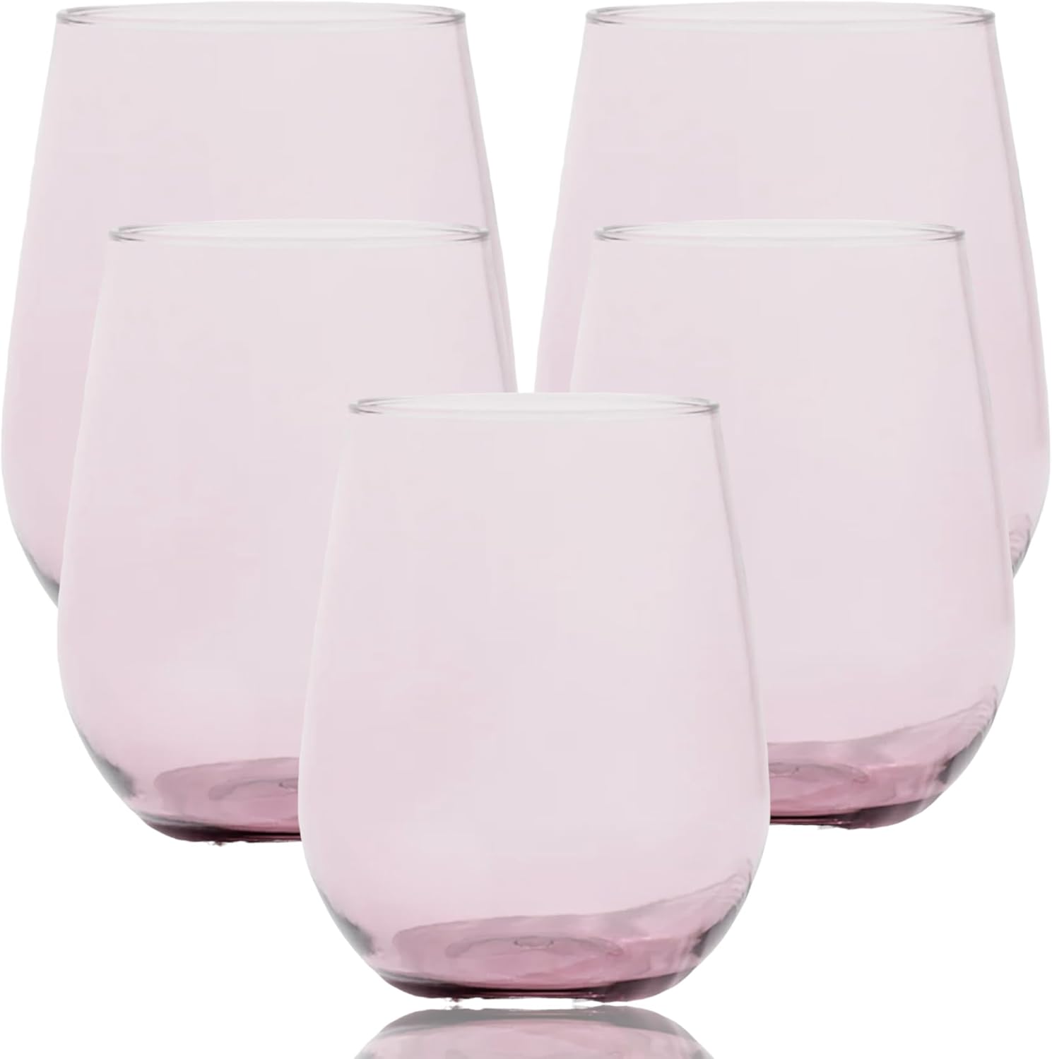 36 Piece Stemless Unbreakable Plastic Wine Glasses Set - Pink