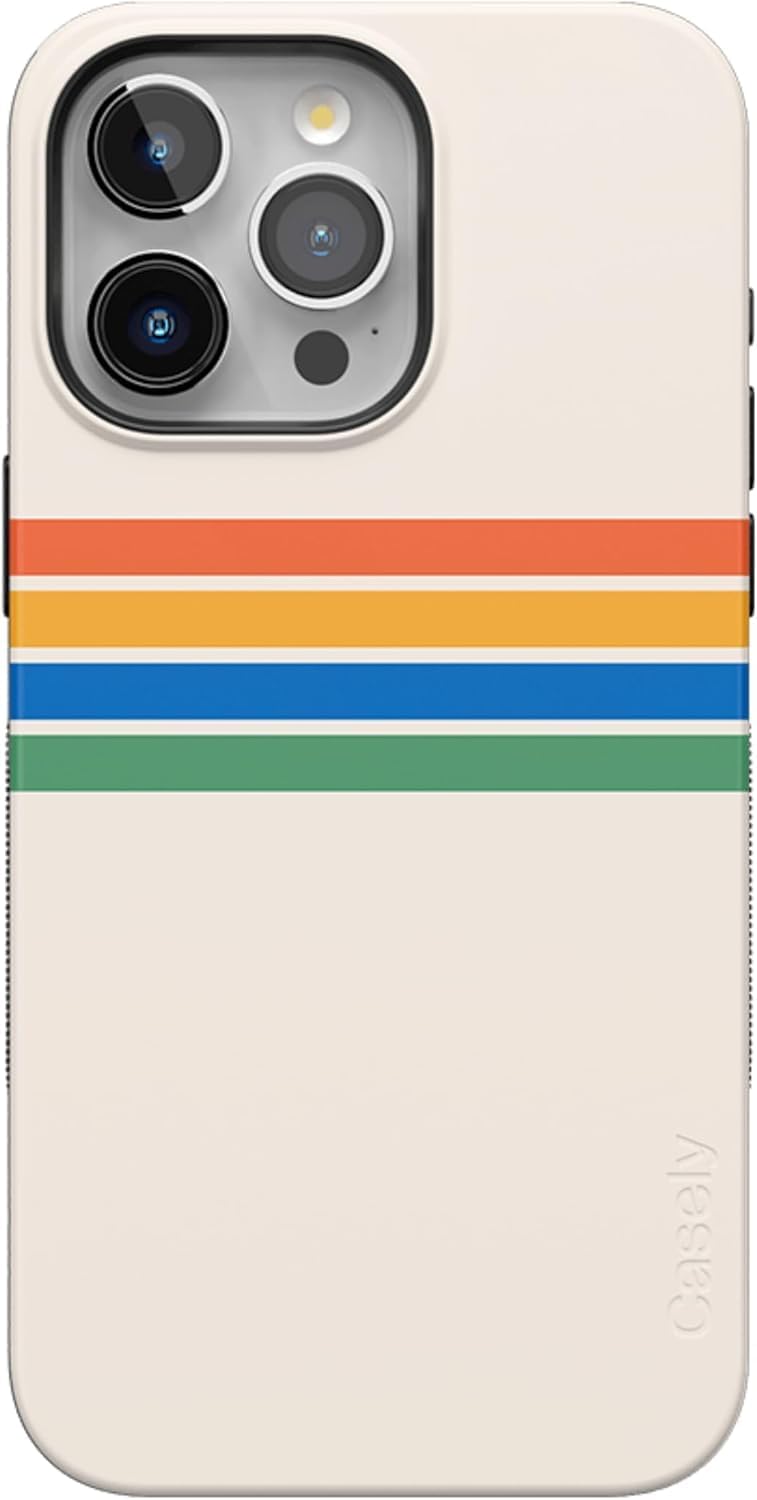 Casely iPhone 15 Pro Max Case - Totally Groovy Rainbow Stripes