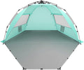 X-Large 4 Person Beach Tent Sun Shelter - Light Green Portable Pop-Up