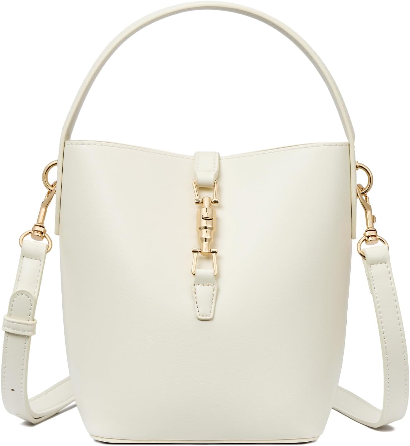 Trendy Vegan Leather Small Bucket Bag for Women Crossbody Use
