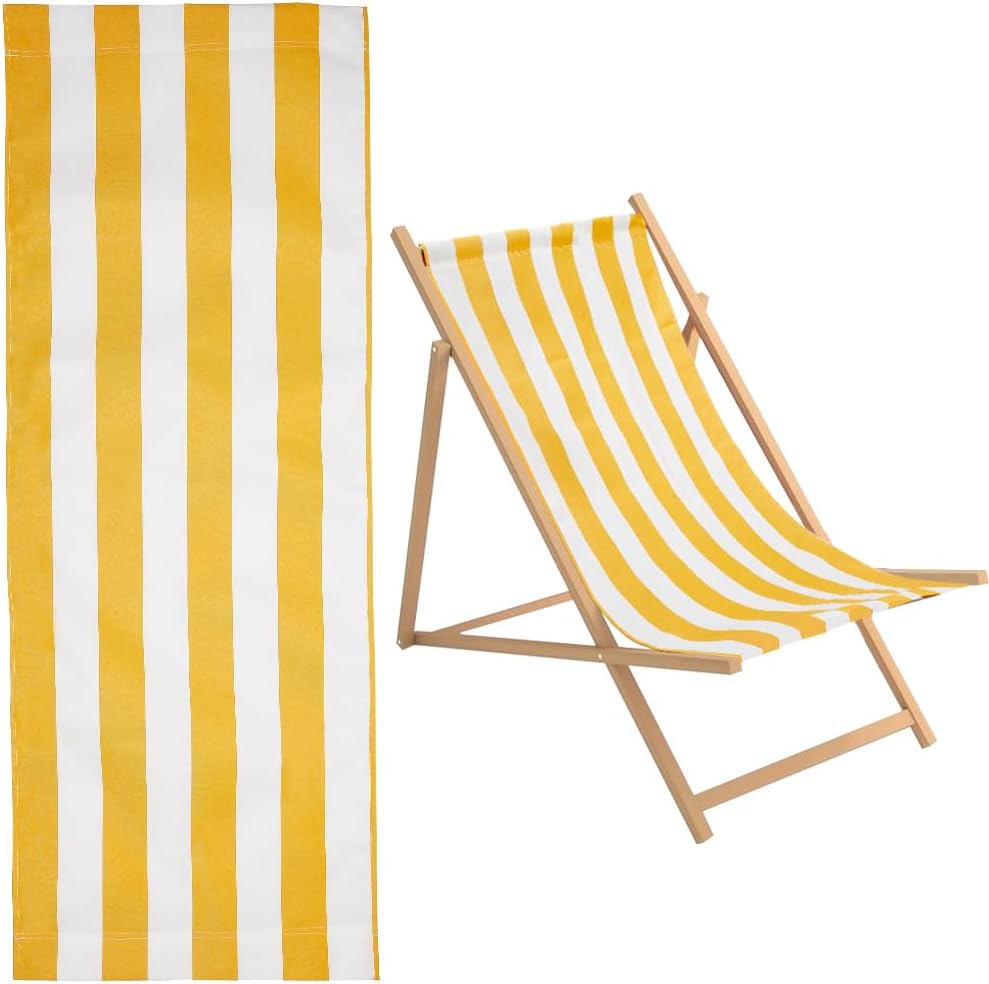 Premium 1mm Thick Beach Sling Chair Canvas in Yellow Stripes
