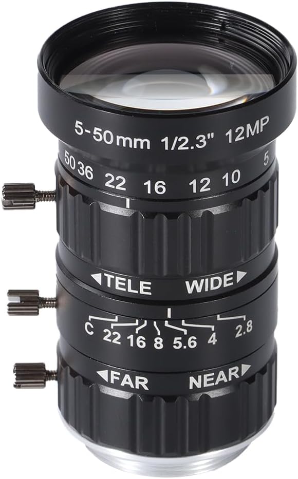 5-50mm 12MP C-Mount Low Distortion Zoom Lens for Cameras