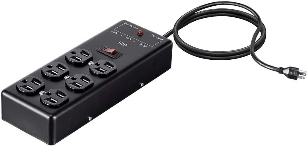 Monoprice Metal Surge Protector Heavy Duty Power Box with 6 Outlets