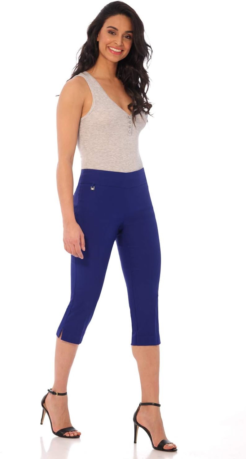 Rekucci Womens Pull-On Straight Leg Capri Pants with Tummy Control