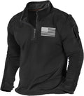 Men's USA Flag Graphic Pocket Pullover 1/4 Zip Sweatshirt (Style 48T6)