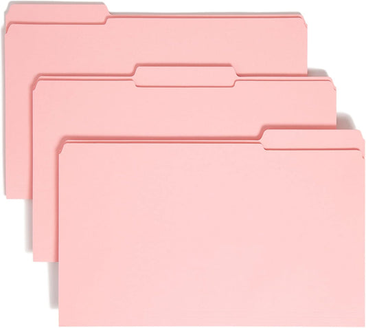 Smead Legal Size File Folders with Reinforced Tabs in Pink
