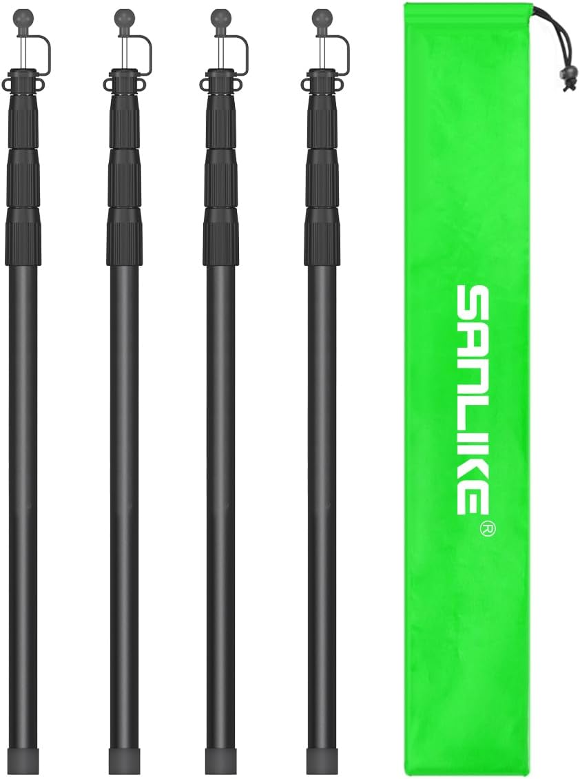 Telescopic Tarp Pole Set - Replacement Kit for Camping & more