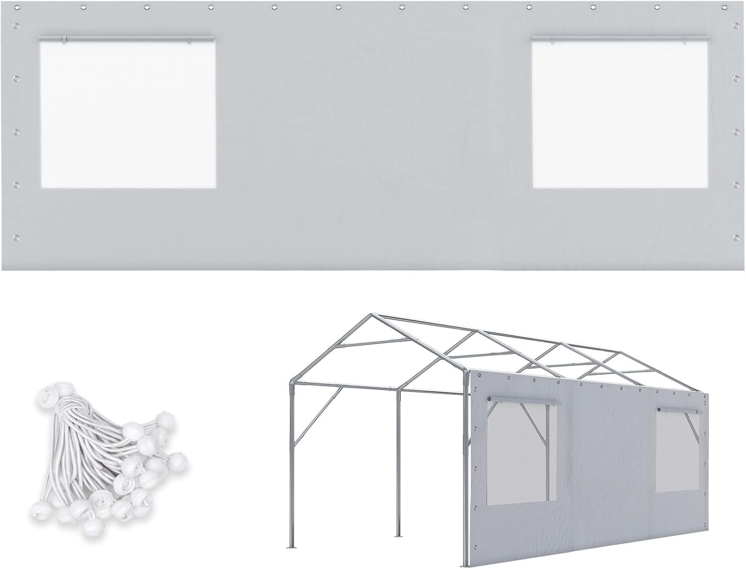 Quictent Carport Replacement Tarp Canopy with Mesh Windows