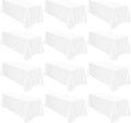 12 Pack Polyester Rectangle Tablecloth 90 x 132 in White - Washable