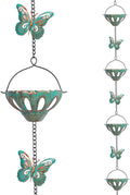 12FT Rain Chains for Outside with Butterfly Decor - Adjustable Metal