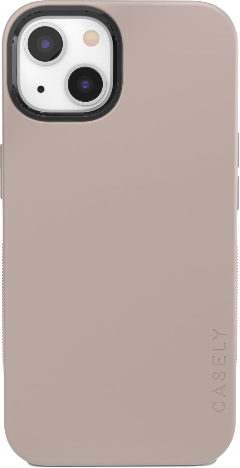 Casely iPhone 14 Case - Bold Protection with Taupe on Nude Design