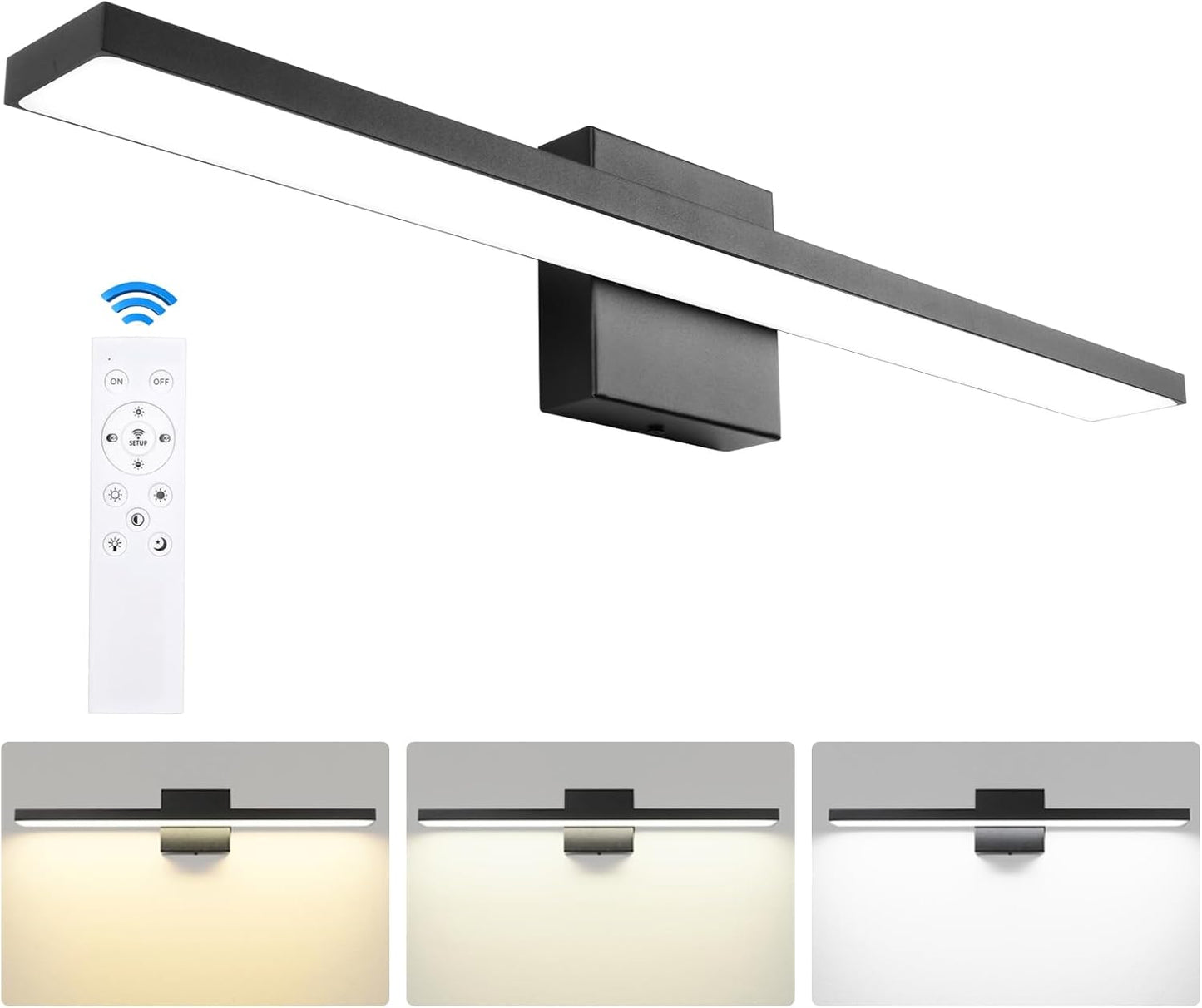 Dimmable Black Vanity Light with Remote Control for Modern Homes
