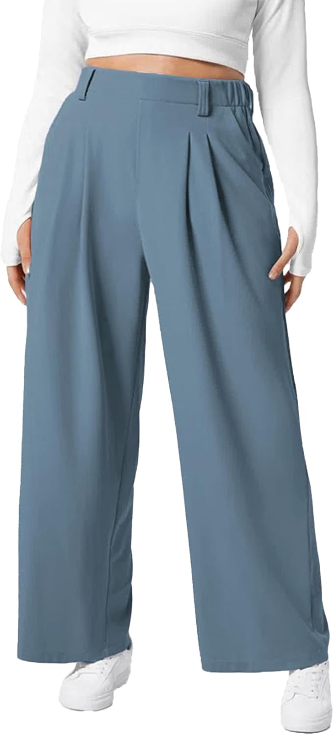 Eytino Womens Plus Size Wide Leg Dress Pants for Comfort