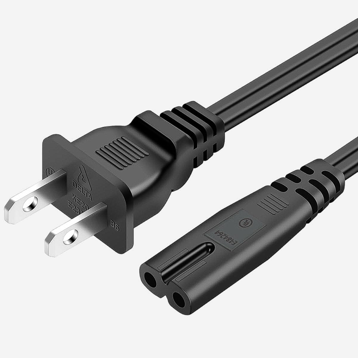 6Ft Power Cord for Samsung & LG TVs, Replacement 2 Prong AC Cord, Compatible with TCL Roku TVs - Goffeu