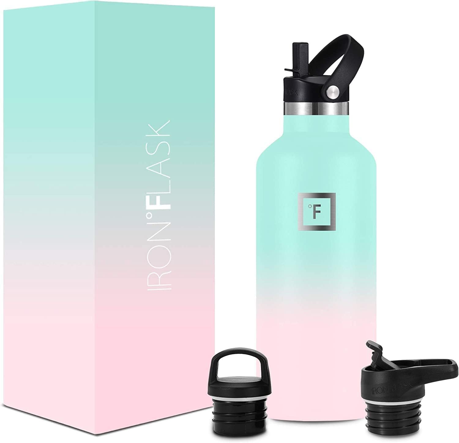 IRON FLASK Camping Hydration Canteen with 3 Lids - 32 Oz