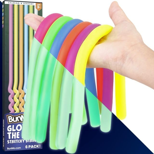 BUNMO Stretchy Strings - Sensory Fidget Fun - Glow Toy 6 Pack!