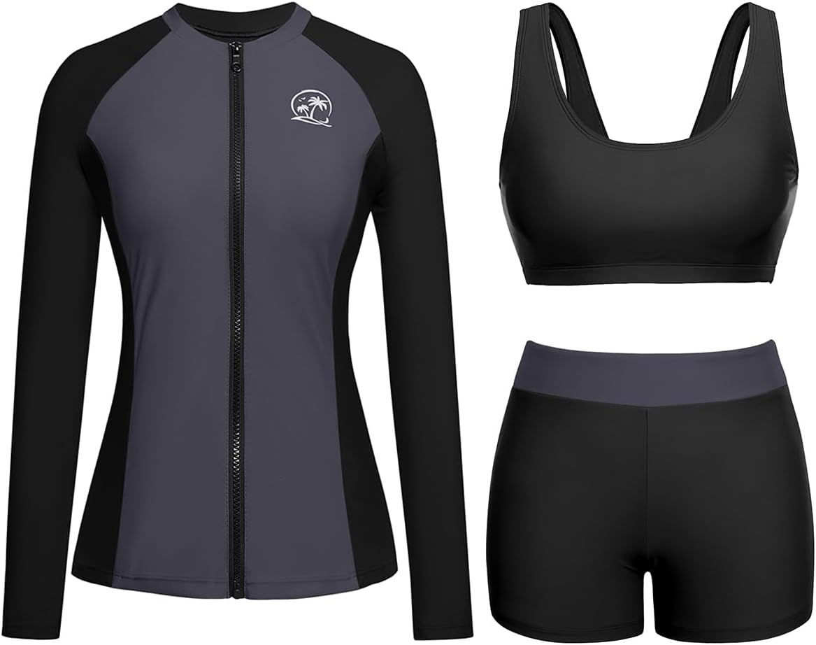 Holipick Long Sleeve Swimsuits for Women - 3 Piece Set for Sun