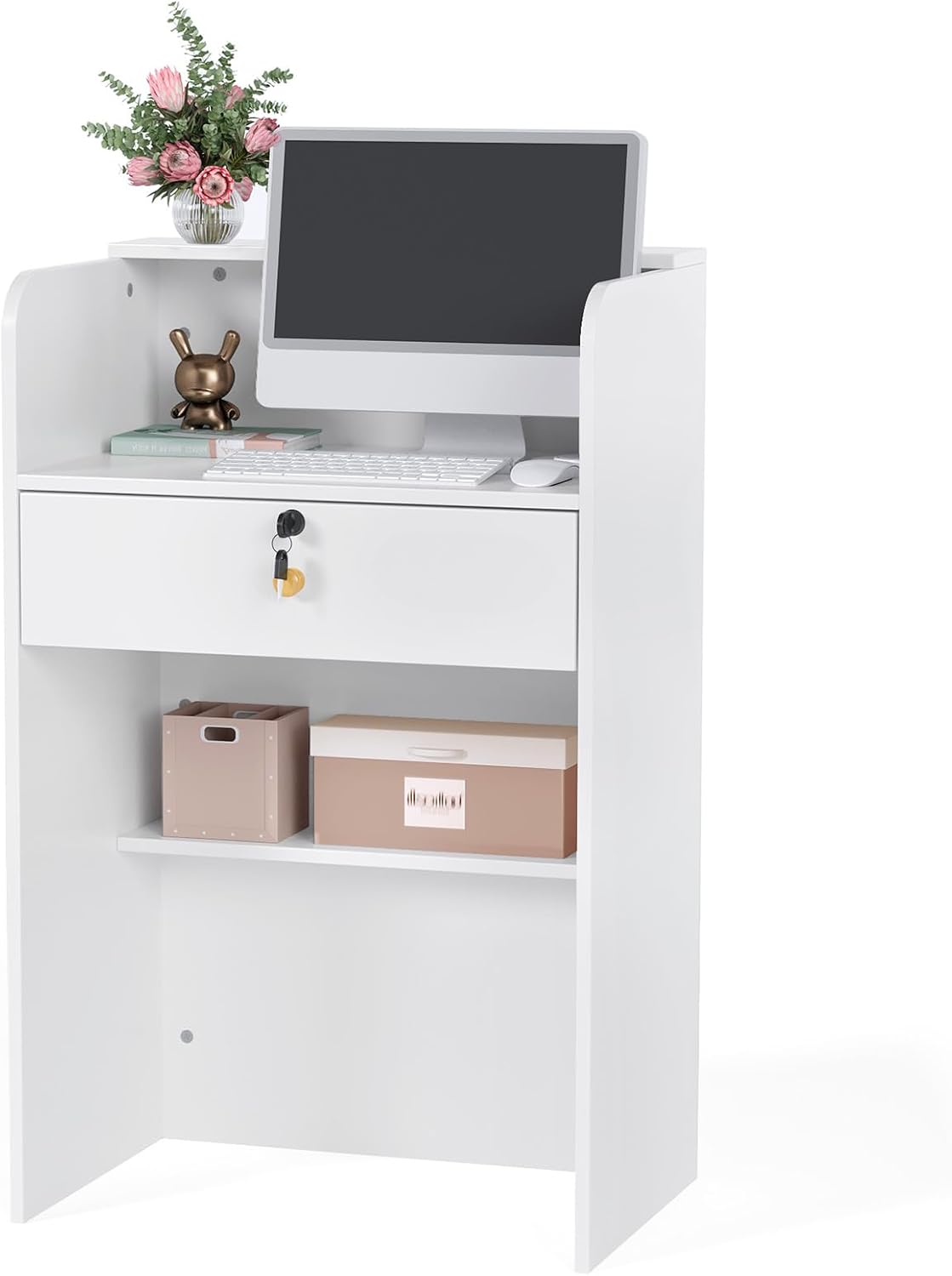OmySalon Reception Desk with Lockable Drawer for Modern Spaces