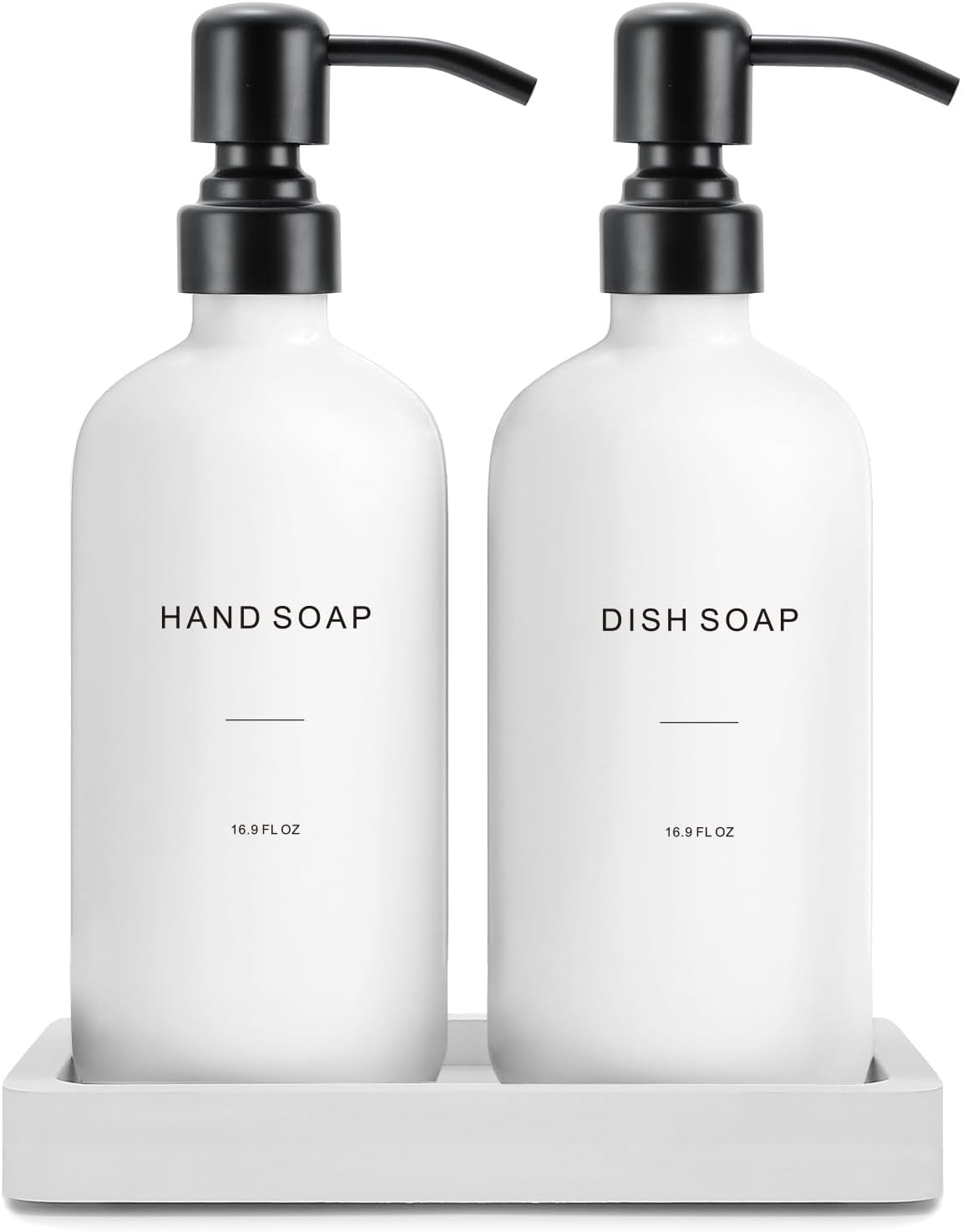 Modern Kitchen Soap Dispenser Set with Stylish Tray and Pump