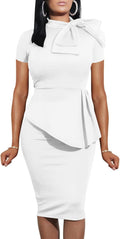 LAGSHIAN Peplum Bodycon Ruffle Pencil Dress - Flattering Party Fit !!